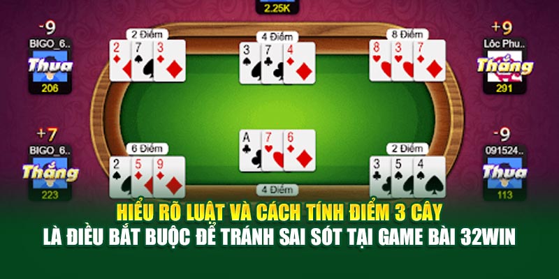 Mẹo Đánh 3 Cây Online – Hướng Dẫn Cách Đặt Cược Hiệu Quả Nhất! 2 Hiểu rõ luật và cách tính điểm 3 Cây là điều bắt buộc để tránh sai sót tại game bài 32Win